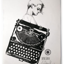 Zeichnung der Sophie Scholl auf Linoldruck Ihrer Portable Remington