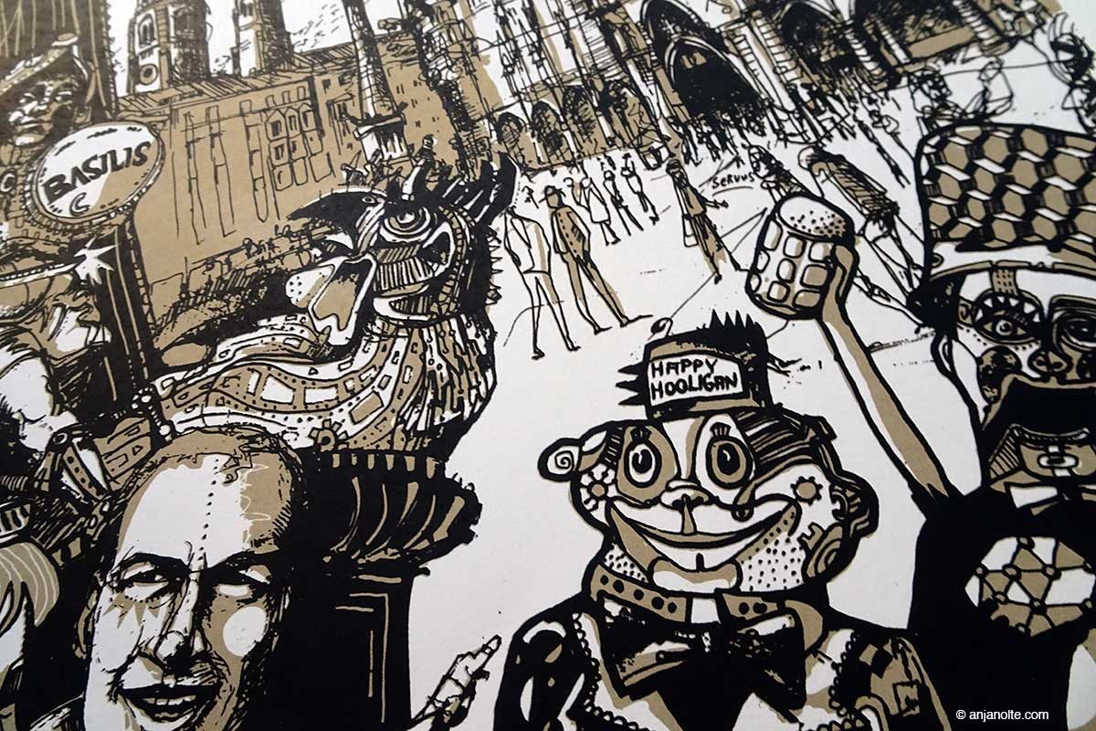 Siebdruck Marienplatz München, von Anja Nolte shop.anjanolte.com