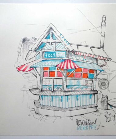 Original Artwork Fischhäusl Wiener Platz München